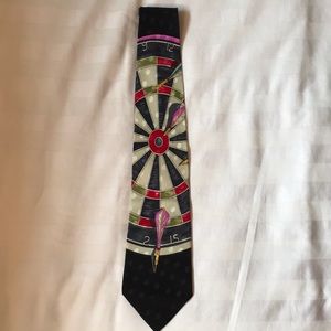 Nicole Miller dartboard  black silk tie EUC